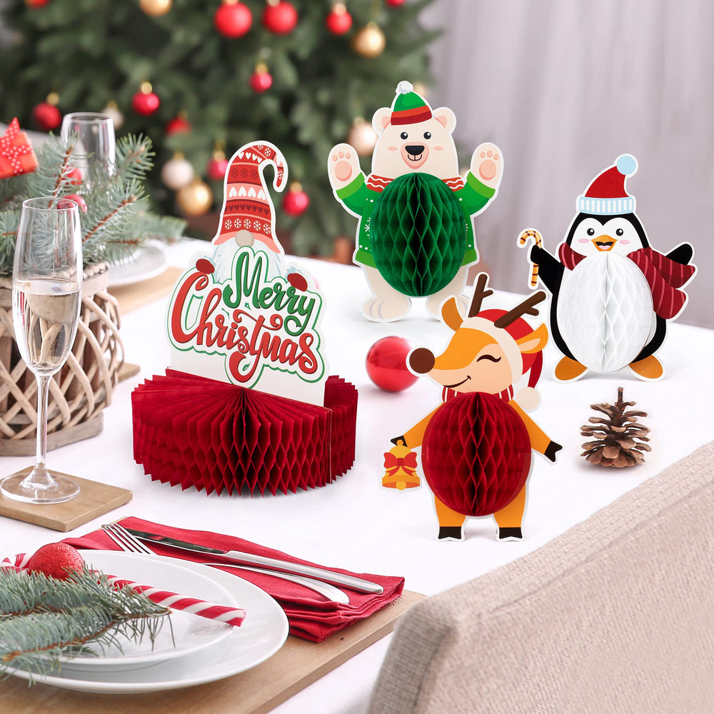 Mocoosy Snowman honeycomb centerpiece adds cheerful winter ambiance