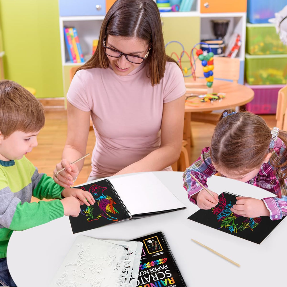 Mocoosy gift-ready scratch art kit provides a fun, mess-free activity.