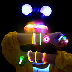 Mocoosy light-up spinner bracelets create dynamic motion on the dance floor.