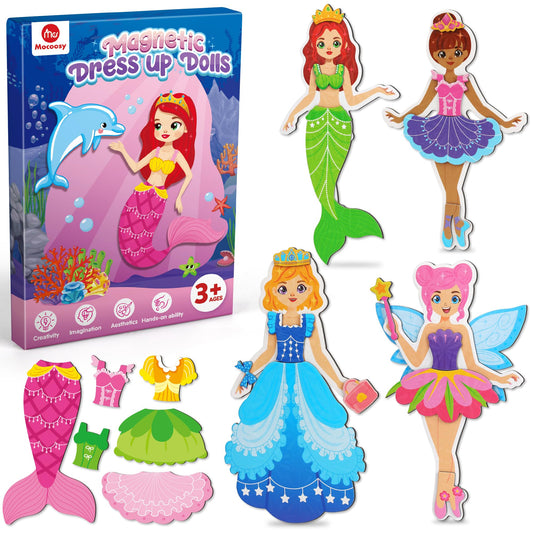 Mocoosy magnetic dress-up dolls princess set with durable outfits for imaginative play
