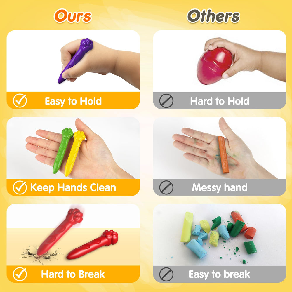 Mocoosy mess-free crayons keep walls and furniture clean during coloring.