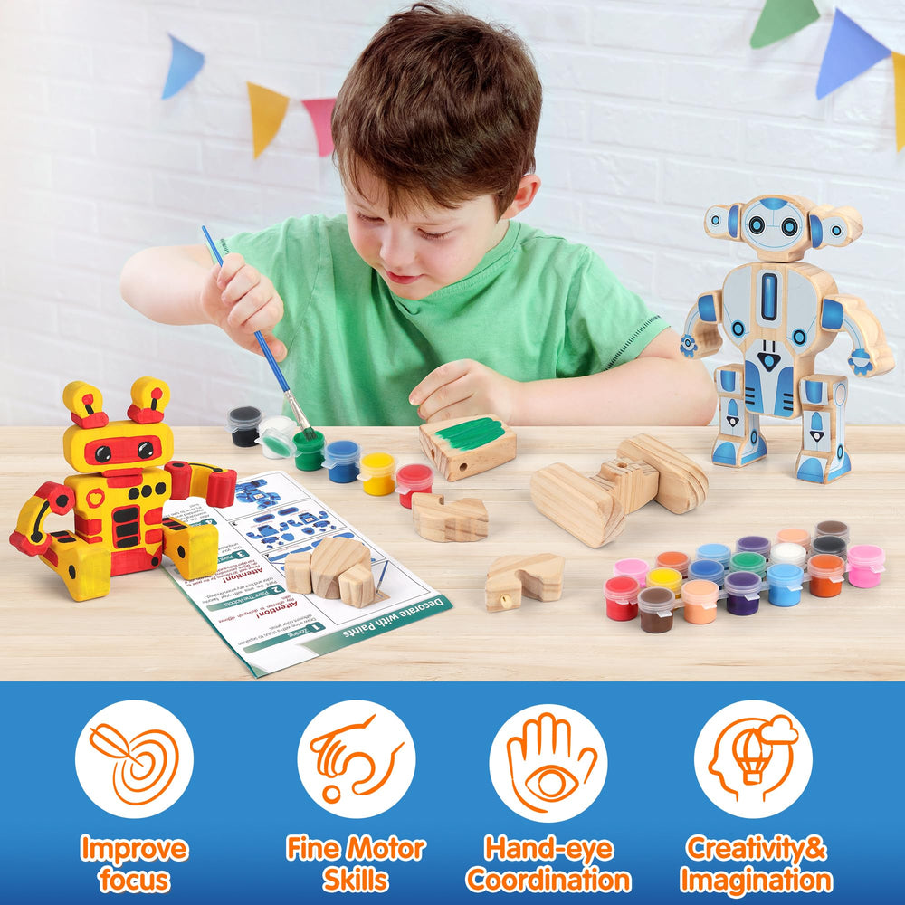 Mocoosy painted robot designs showcase open-ended STEM exploration.