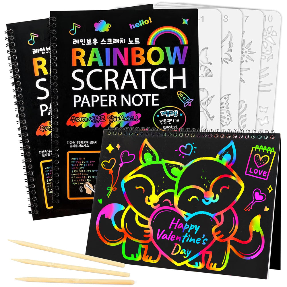Mocoosy rainbow scratch art notebook front cover with bold colors, perfect for safe kids crafts.