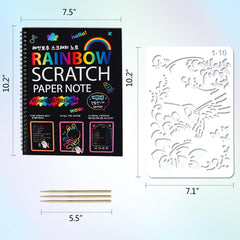 Mocoosy rainbow scratch art notebook interior pages reveal vibrant designs with every scratch.