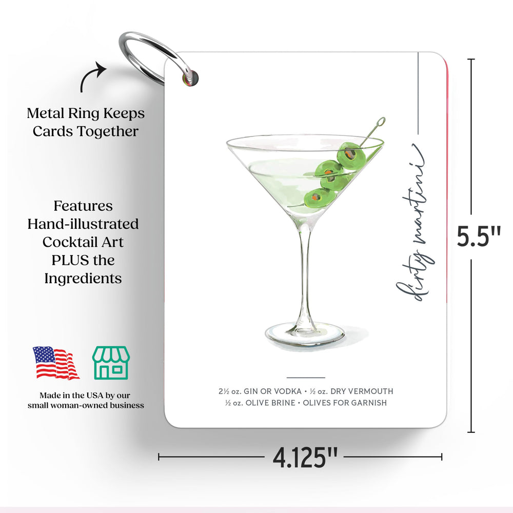 Modern Day Art bar cart decor pairs with cocktail cards for stylish entertaining