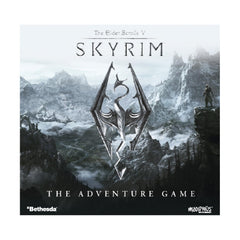 Modiphius Skyrim Adventure Game box and miniatures for immersive table play.