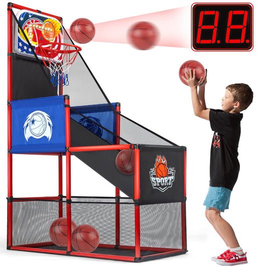 MOEAWS basketball arcade game with LED scoring in action for backyard fun