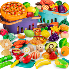MOEAWS cutting play food set with 115 pieces for shared pretend cooking