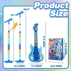 MOEAWS adjustable strap keeping the toy guitar secure during active play.