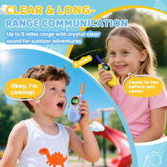 Durable MOICO walkie talkie shown surviving a playful drop outdoors.