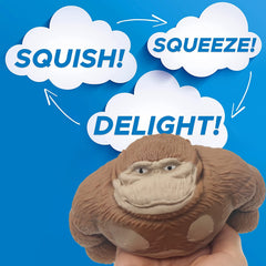 Moinin stress-relief monkey sits on a desk as a squeezable companion.
