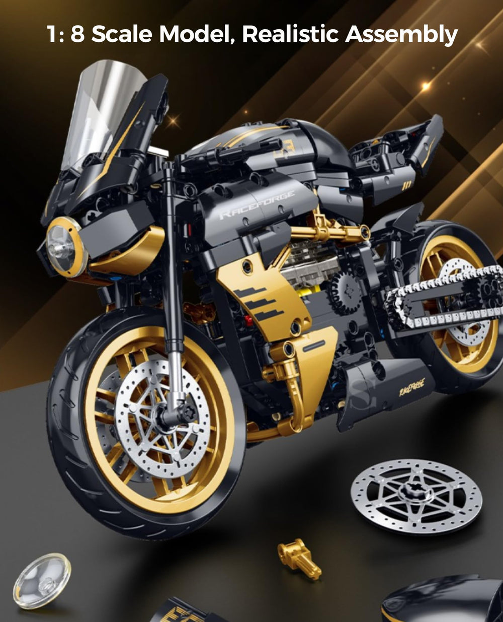 Moizoe 1:8 engine decal detail offers authentic styling cues.