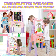Mojitodon height-adjustable pink easel grows with your child