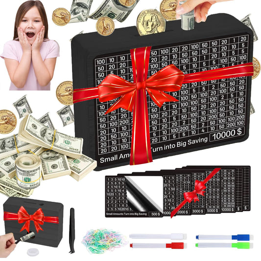 MoliDow wooden money saving box with sturdy build for long-term budgeting.