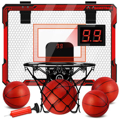 Molutsody indoor basketball hoop with LED scoreboard for bright, engaging play at home