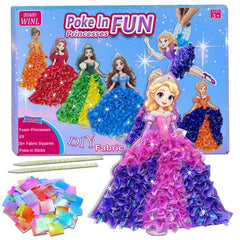 momandmyaboys Poke-In Princess Art Kit showing colorful fabric squares for creative play.