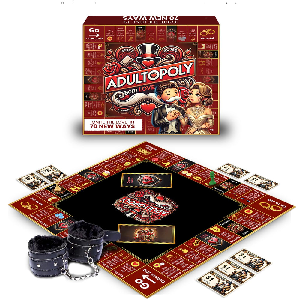 Momentum Boards Adultopoly handcuffs and dares for playful intimacy and date-night excitement.