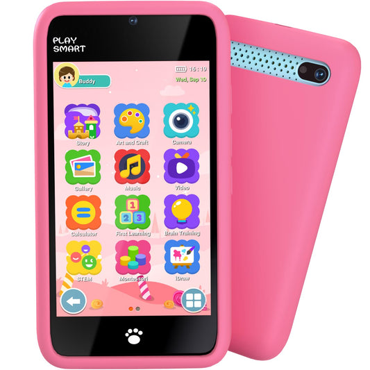 MOMILLA Toys kid's smart phone front view supports safe, engaging learning.