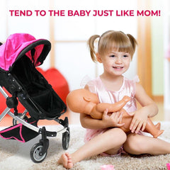 Mommy & Me Babyboo doll pram carriage bag included for on-the-go storage.