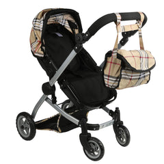 Mommy & Me Babyboo Doll Pram swiveling-wheels for smooth turns on any floor.
