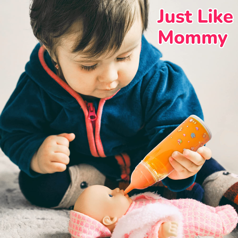 Mommy & Me Toy Magic doll feeding accessory enhances realistic pretend feeding play.