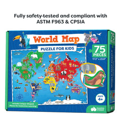 Momo & Nashi family learning night with world map puzzle