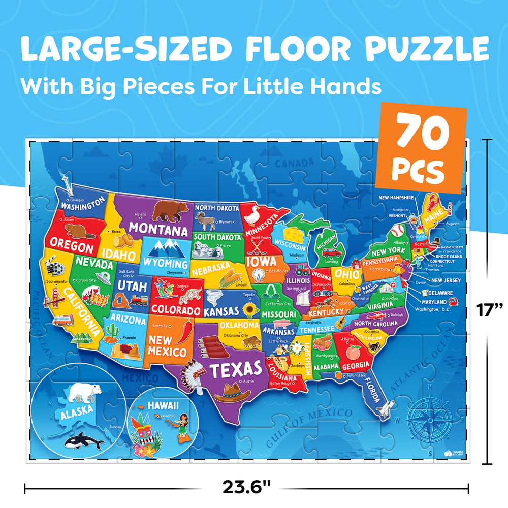 Momo & Nashi large-piece USA map aids easy handling and assembly