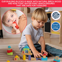 MOMOARI color-painted blocks provide engaging sensory play for toddlers 18 months plus.