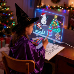Momozzle LED drawing board showing 7 RGB colors for colorful sketches.