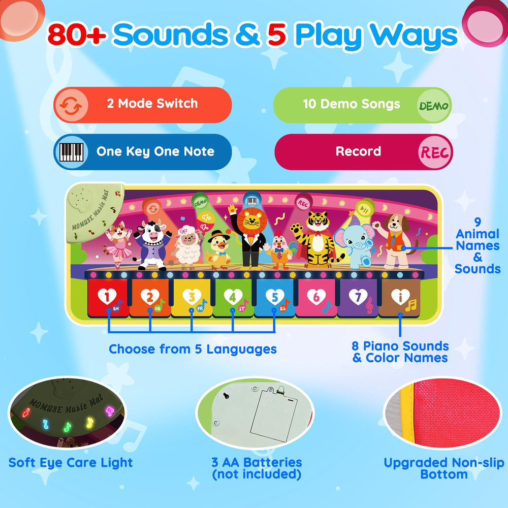 MOMUSE five-language switch displayed during interactive play sessions