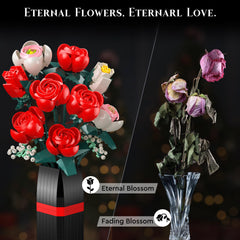 MONOFUN rose bouquet blocks in red and white add romantic DIY charm