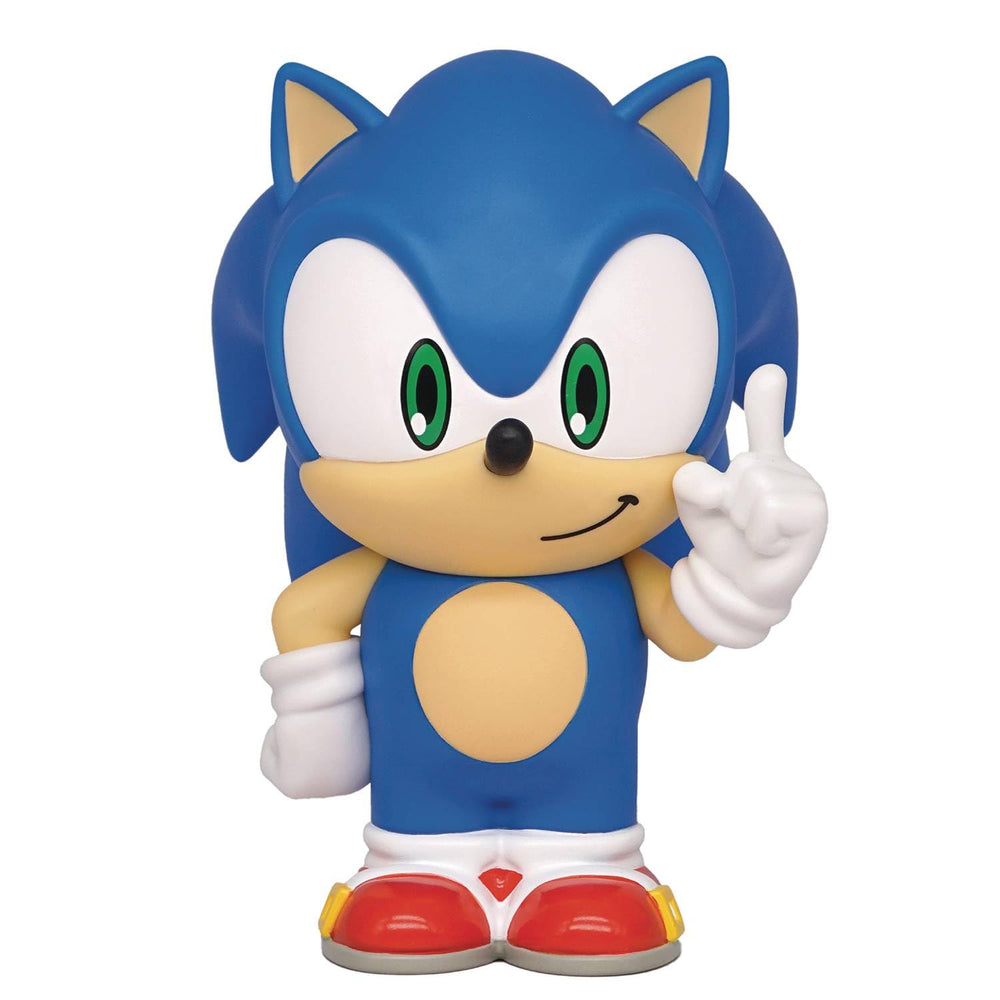 Monogram SEGA Sonic figural bank on desk for playful savings and decor.