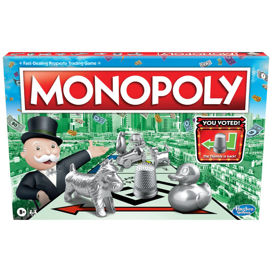 Monopoly game board close-up for family play.