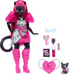 Monster High Catty Noir doll with cracked-mirror lucky charm