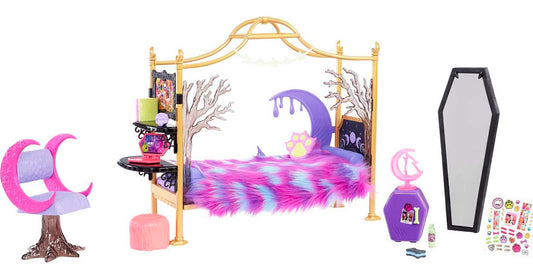 Monster High Clawdeen bedroom bed with moon cut-out for cozy play.