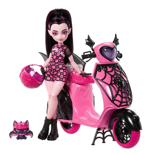 Monster High Draculaura doll on scooter ready for imaginative play