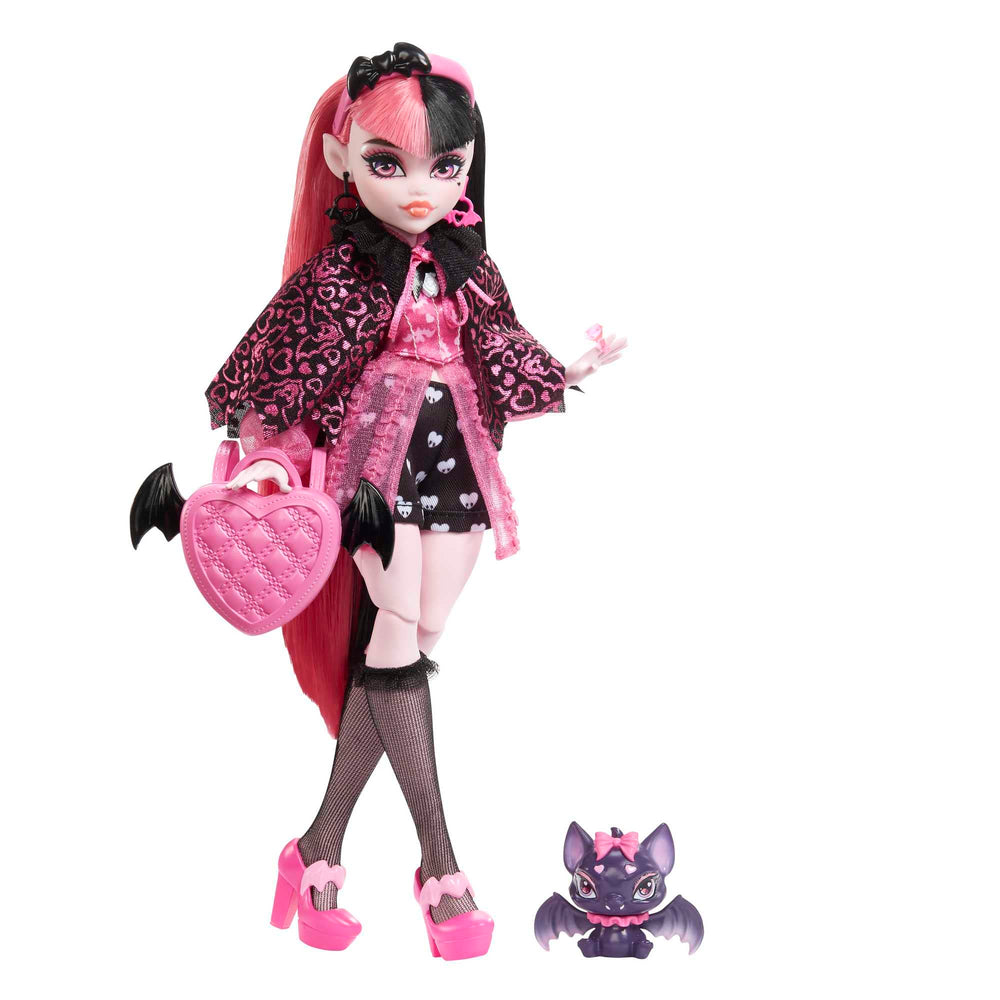 Monster High Draculaura with pink and black hair, signature look for imaginative play.
