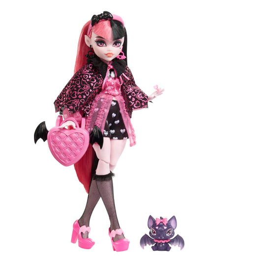 Monster High Draculaura with pink and black hair, signature look for imaginative play.
