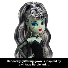 Cat-eye sunglasses on Monster High Frankie Stein for vintage Barbie homage.