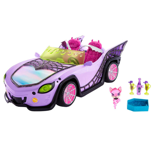 Monster High Ghoul Mobile exterior with spiderweb details inspires spooky storytelling.