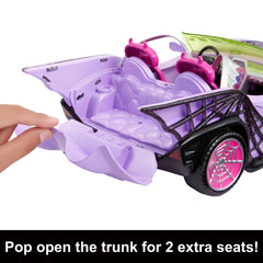 Monster High Ghoul Mobile phantom fox pet seated in the back for companionship.