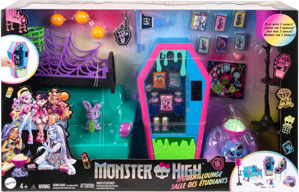 Monster High popcorn bowl attaches to tarantula, expanding play possibilities.
