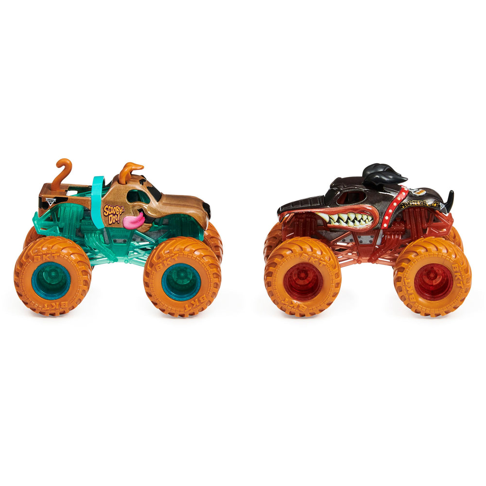 1:64 scale Monster Jam trucks with authentic styling and BKT tires for collector shelves