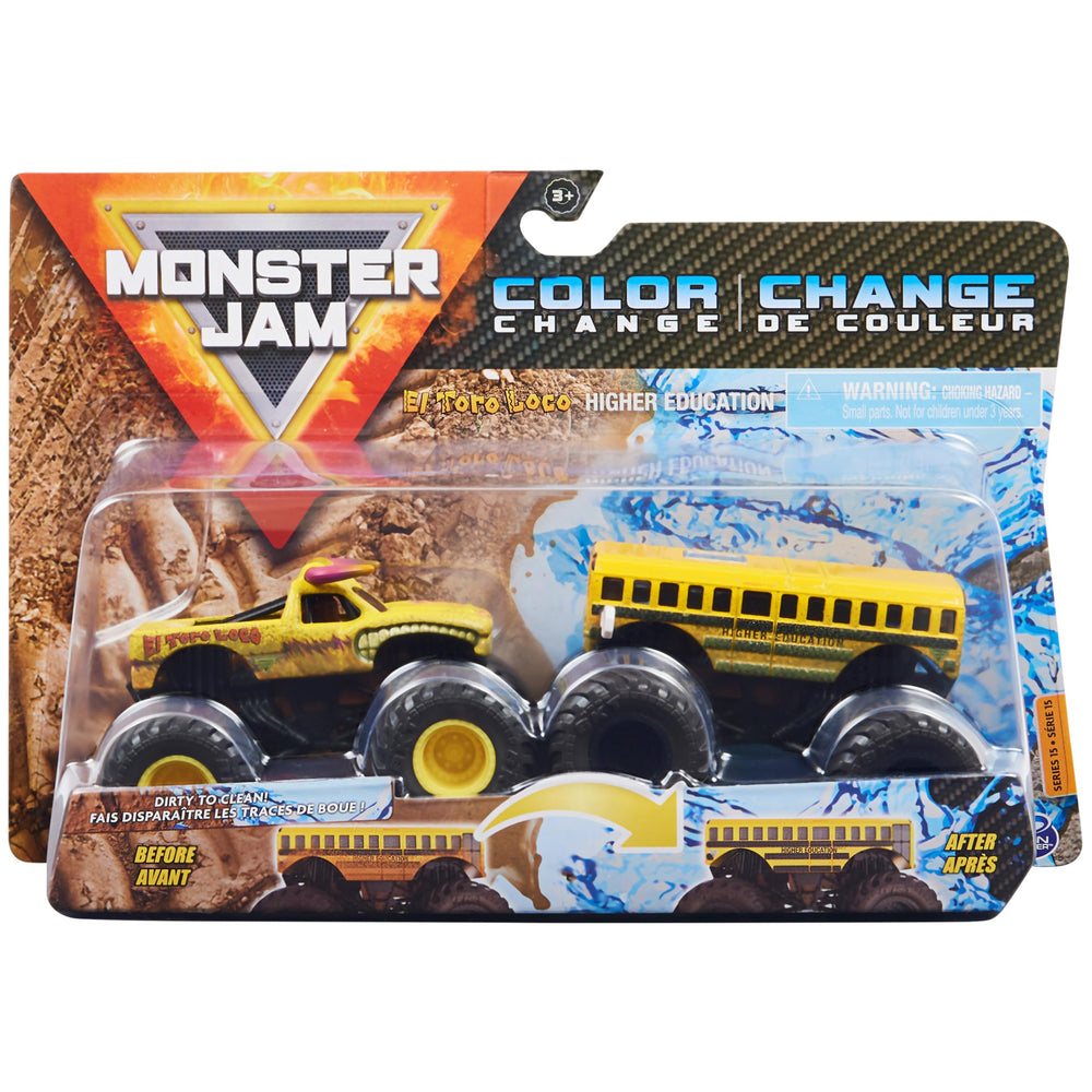 Monster Jam 2021 color-change El Toro Loco Yellow offers playful color-change fun for display at home.
