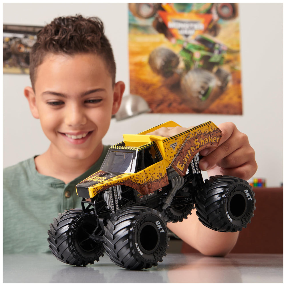 Monster Jam Earth Shaker truck side graphic highlights bold visuals for display