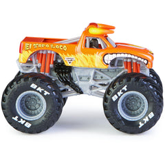 Close-up of El Toro Loco 1:64 die-cast graphics and chassis