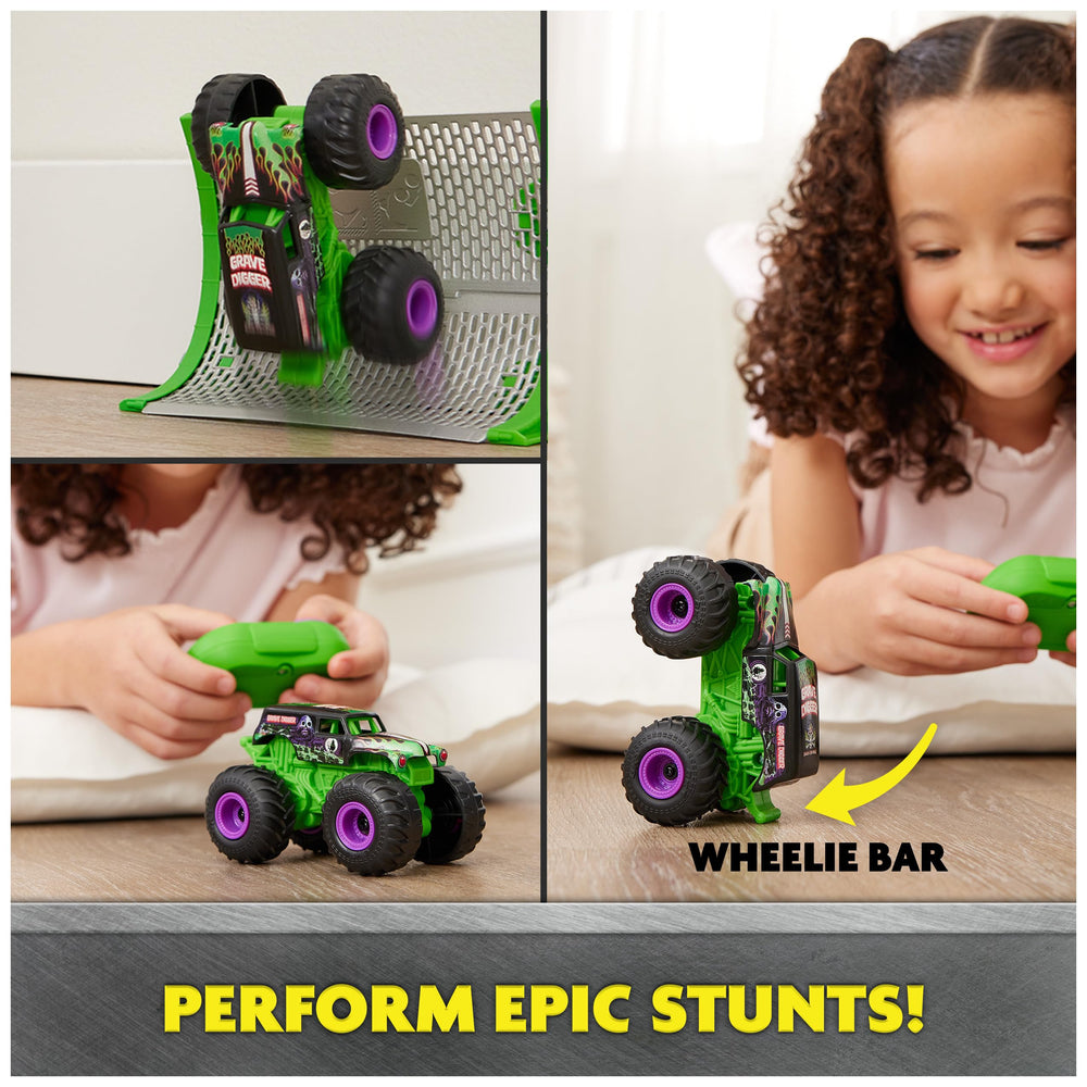 Monster Jam Grave Digger RC truck tires in motion