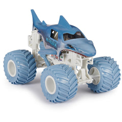 Monster Jam Megalodon 1:24 side view shows iconic design and branding