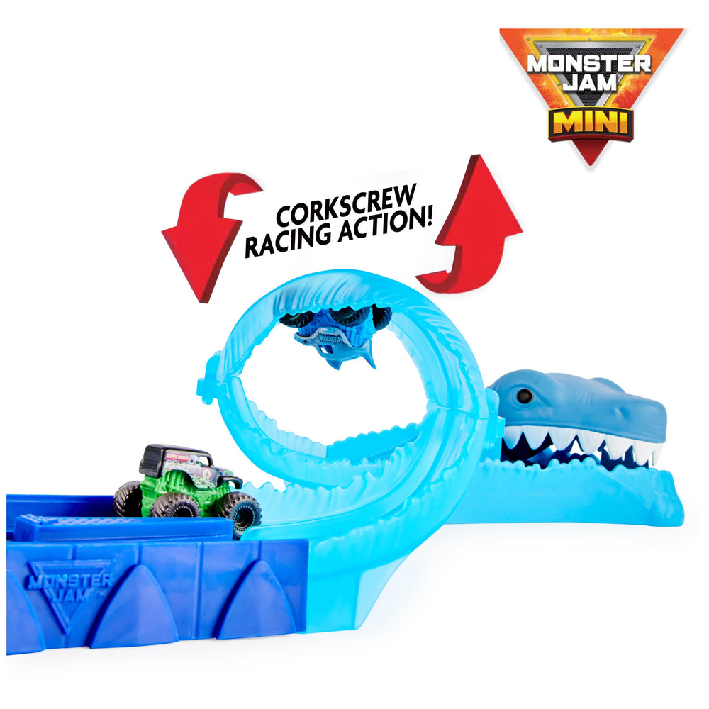 Monster Jam Mini Megalodon corkscrew wave adds twists to play
