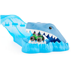 Monster Jam Mini Megalodon shark head chomping feature thrills